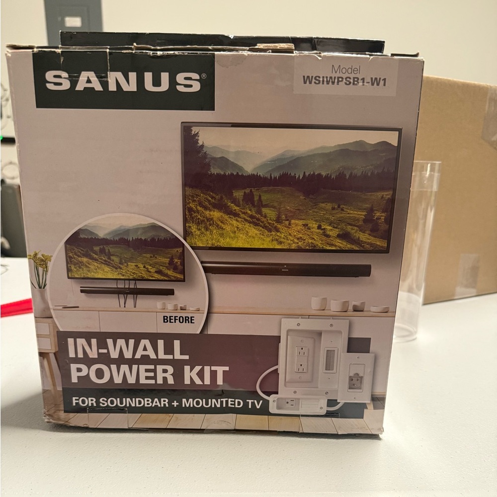 NIB sanus in wall power kit for sound bar + mounted tv